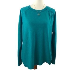 Danskin Teal Long Sleeve Sweatshirt Crisscross Hem